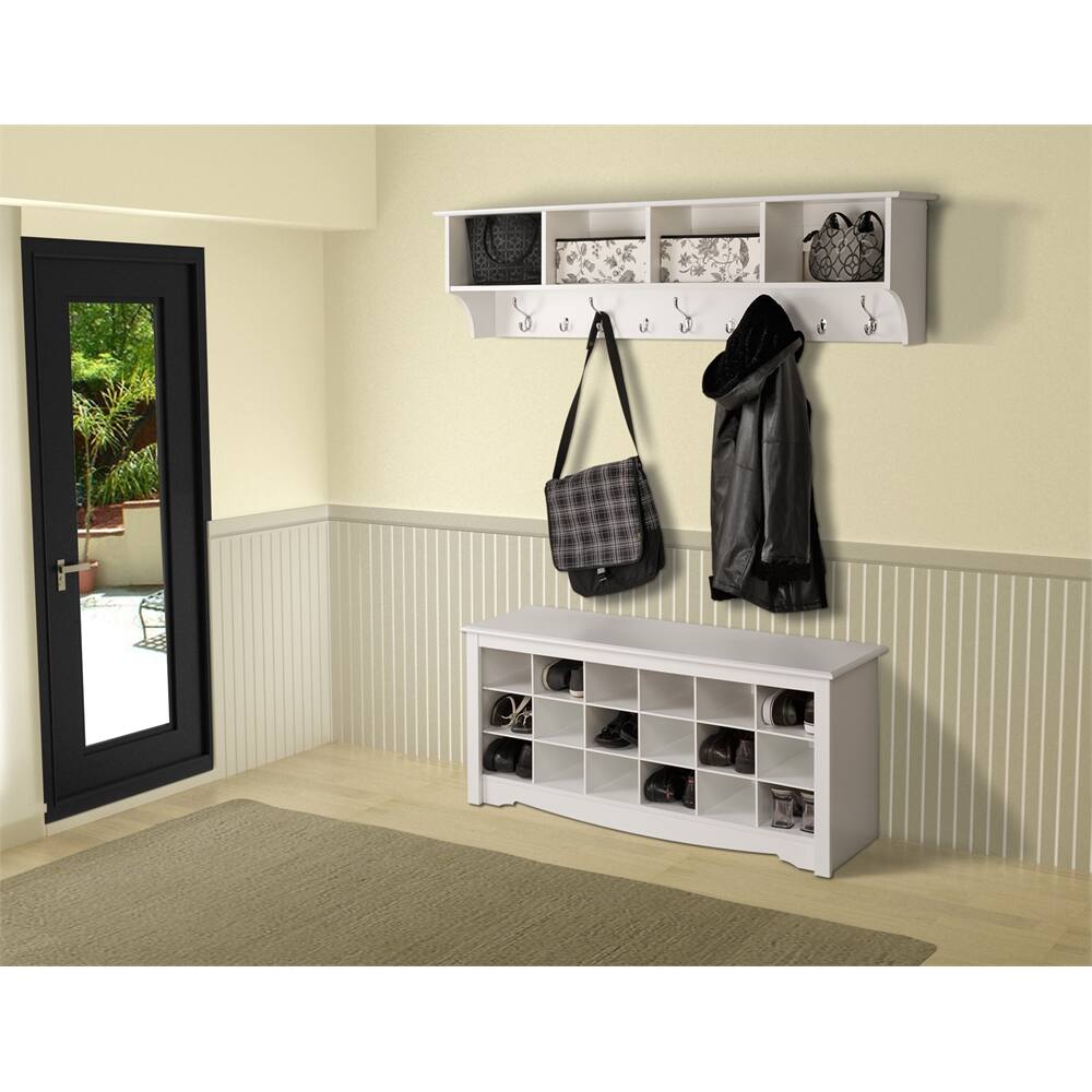 Angle. Prepac - White 60" Wide Hanging Entryway Shelf - White.