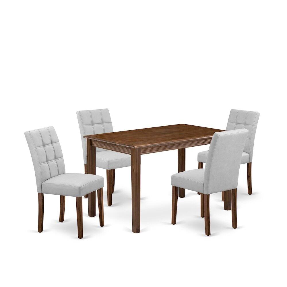 Left. East West Furniture - 5 Piece Dining Set consists A Modern Table - Brown.