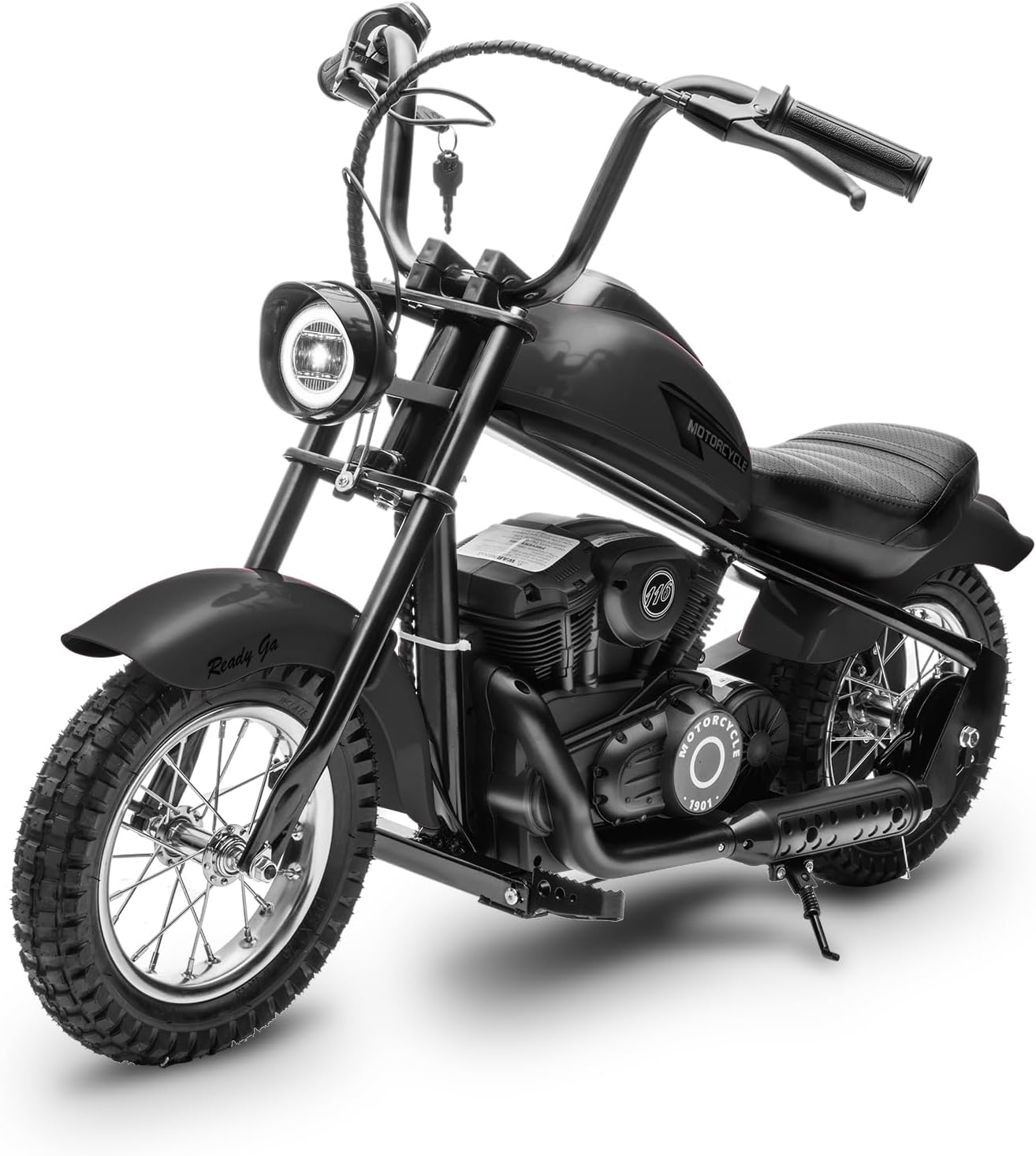 Acekool - Electric Dirt Bike for Kids, 15 MPH, 24V 300W Motor, LED Lights, 12" Air Tires, Off-Road Bike - Black