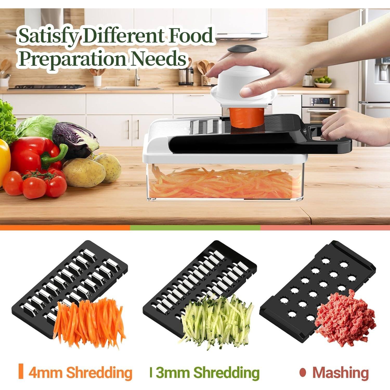Satisfy Different Food Preparation Needs

I 4mm Shredding
I 3mm Shredding
Mashing