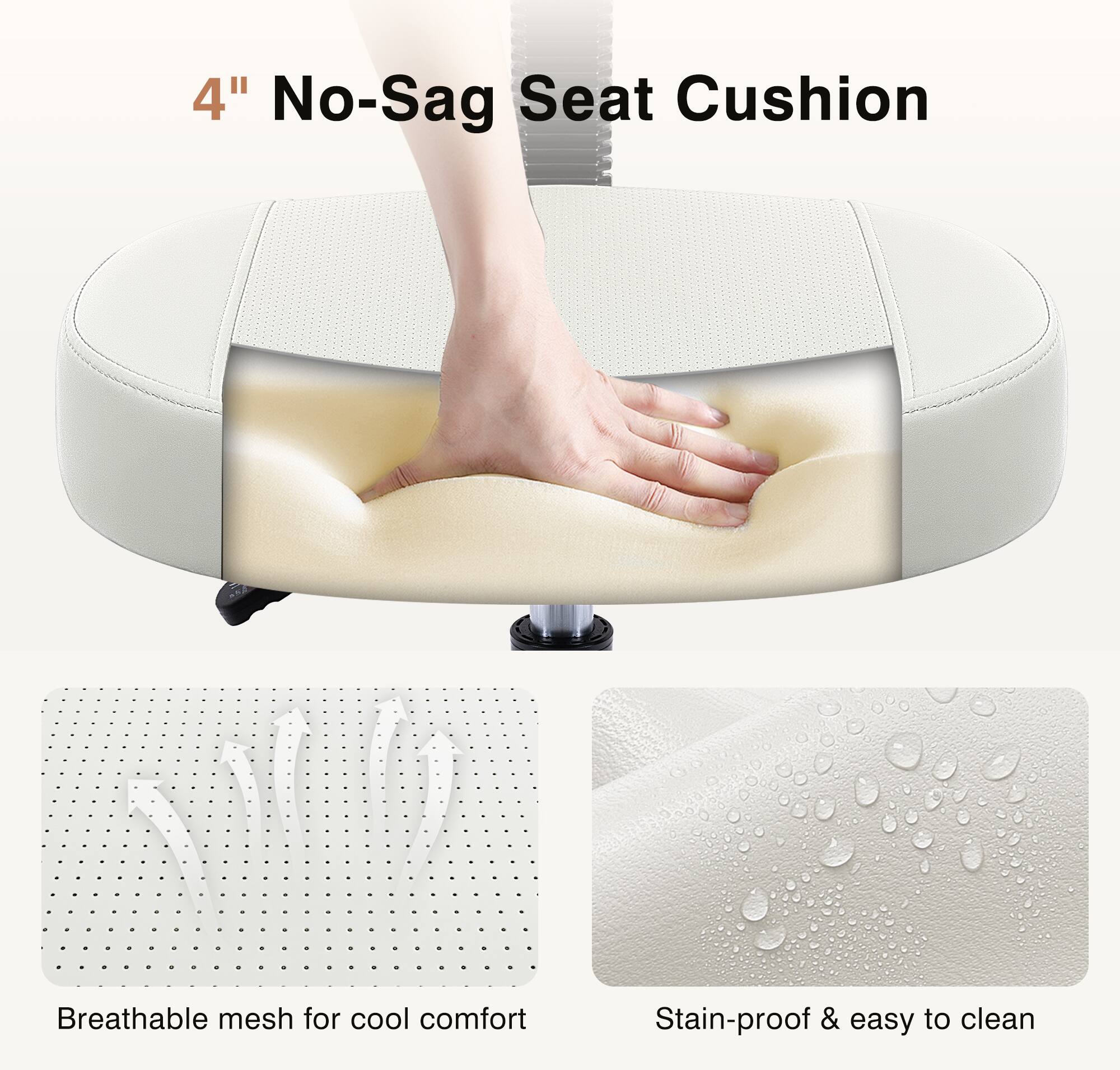 4" No-Sag Seat Cushion

- Breathable mesh for cool comfort
- Stain-proof & easy to clean