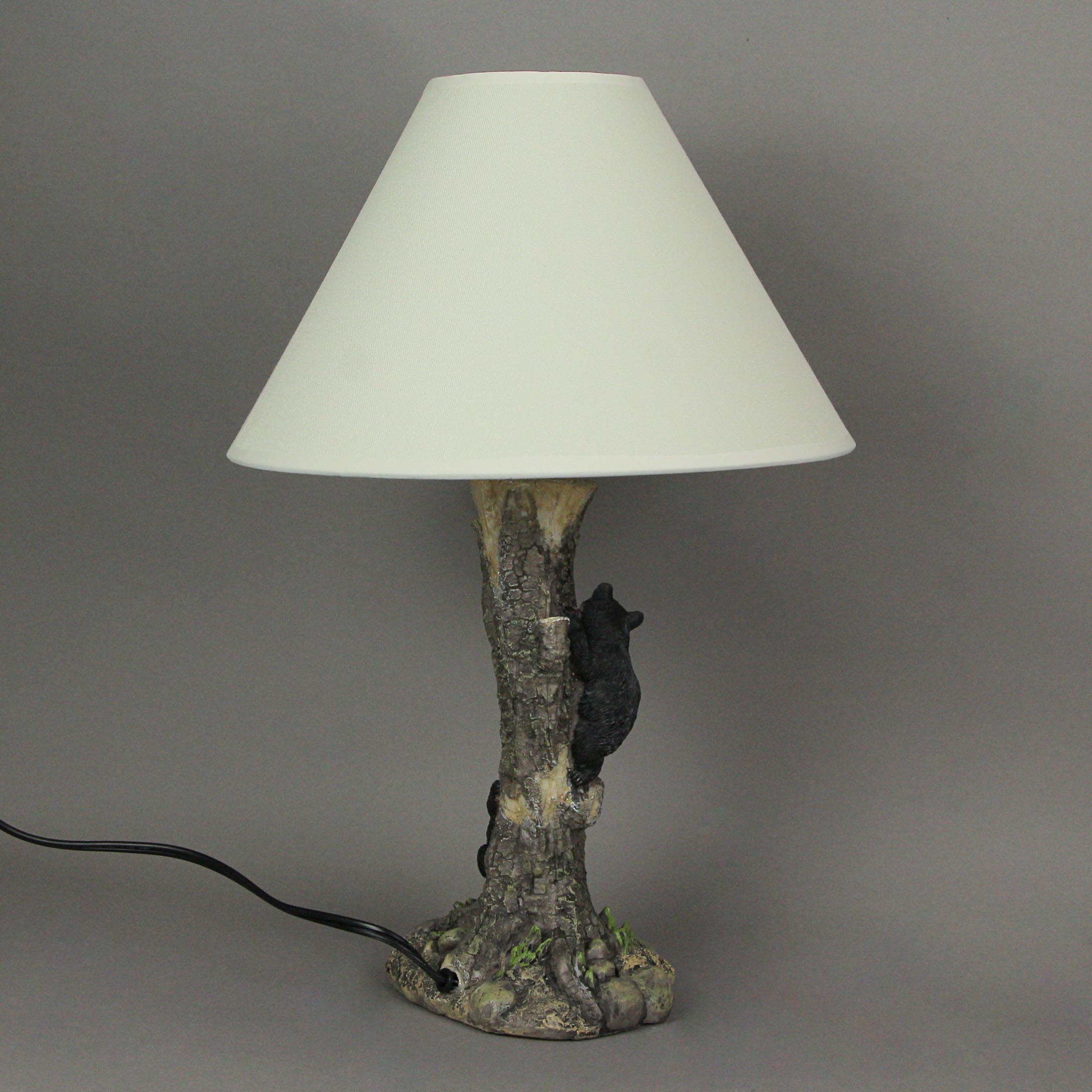 Alt View 2. Mayrich Company - Rustic Black Bear Cubs Climbing Tree For Honey Table Lamp Beige Fabric Shade - Multicolored.