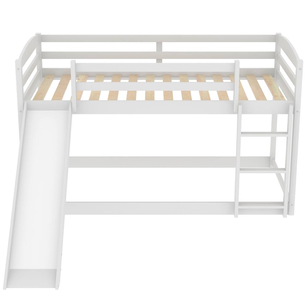 Alt View 9. Loheer - Loheer Twin Over Twin Bunk Bed with Slide and Ladder White - White.