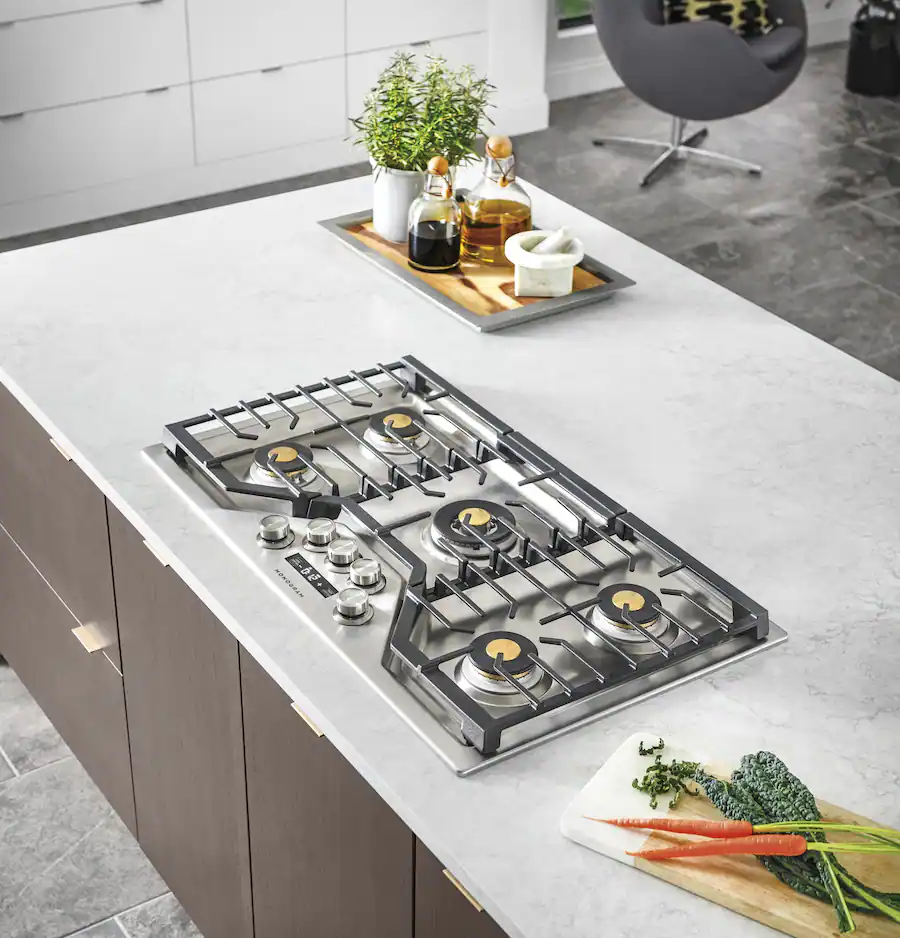 36 Cooktop Monogram 36 in. Wide 5 Burner Smart Built In Gas Cooktop with Sapphire ...