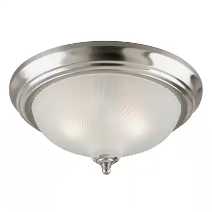 Front. Amber Sporting Goods - Westinghouse Lighting 6430500 Two-Light Flush-Mount Interior Ceiling Fixture, Brushed Nickel Finish with Frosted Swir....