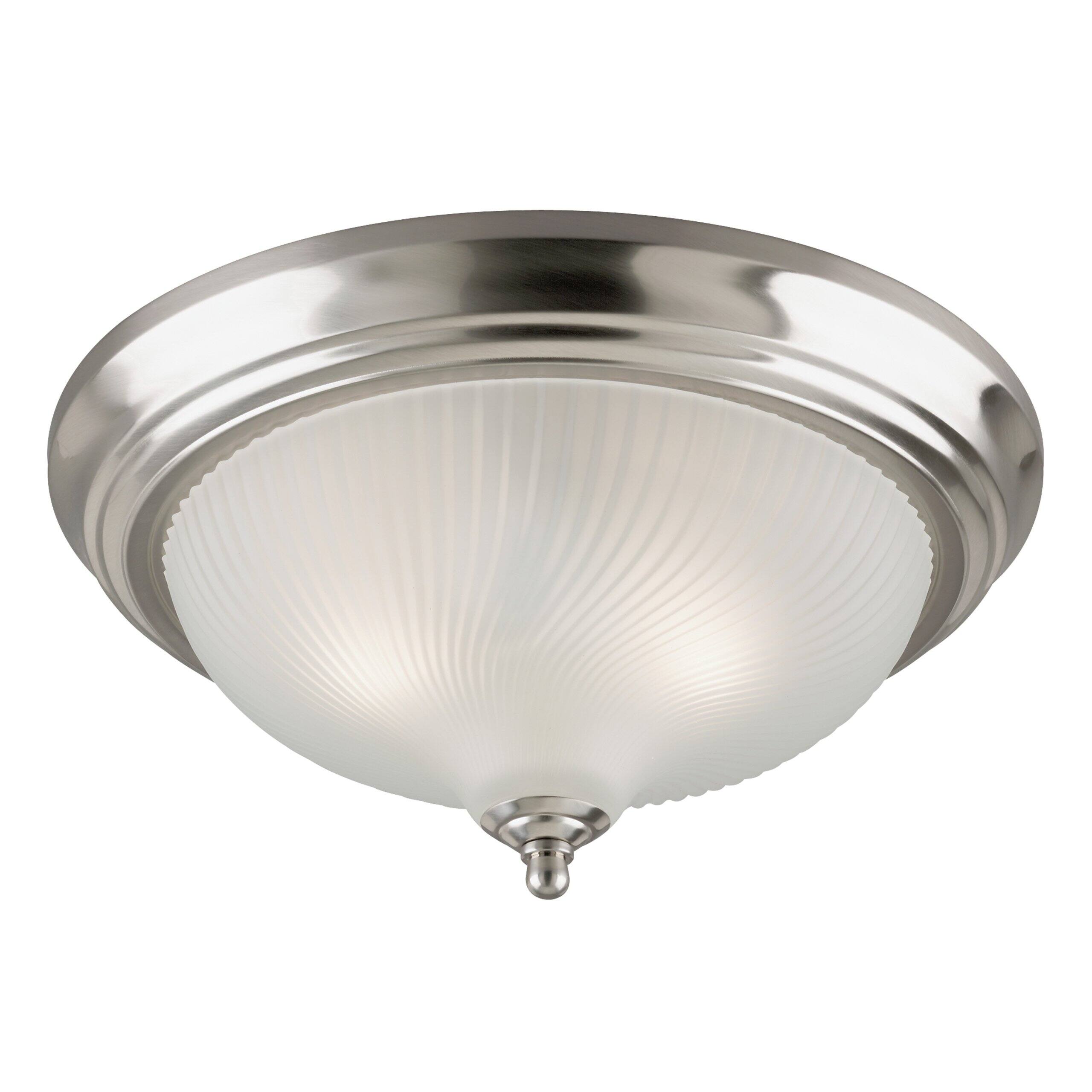 Front. Amber Sporting Goods - Westinghouse Lighting 6430500 Two-Light Flush-Mount Interior Ceiling Fixture, Brushed Nickel Finish with Frosted Swir....