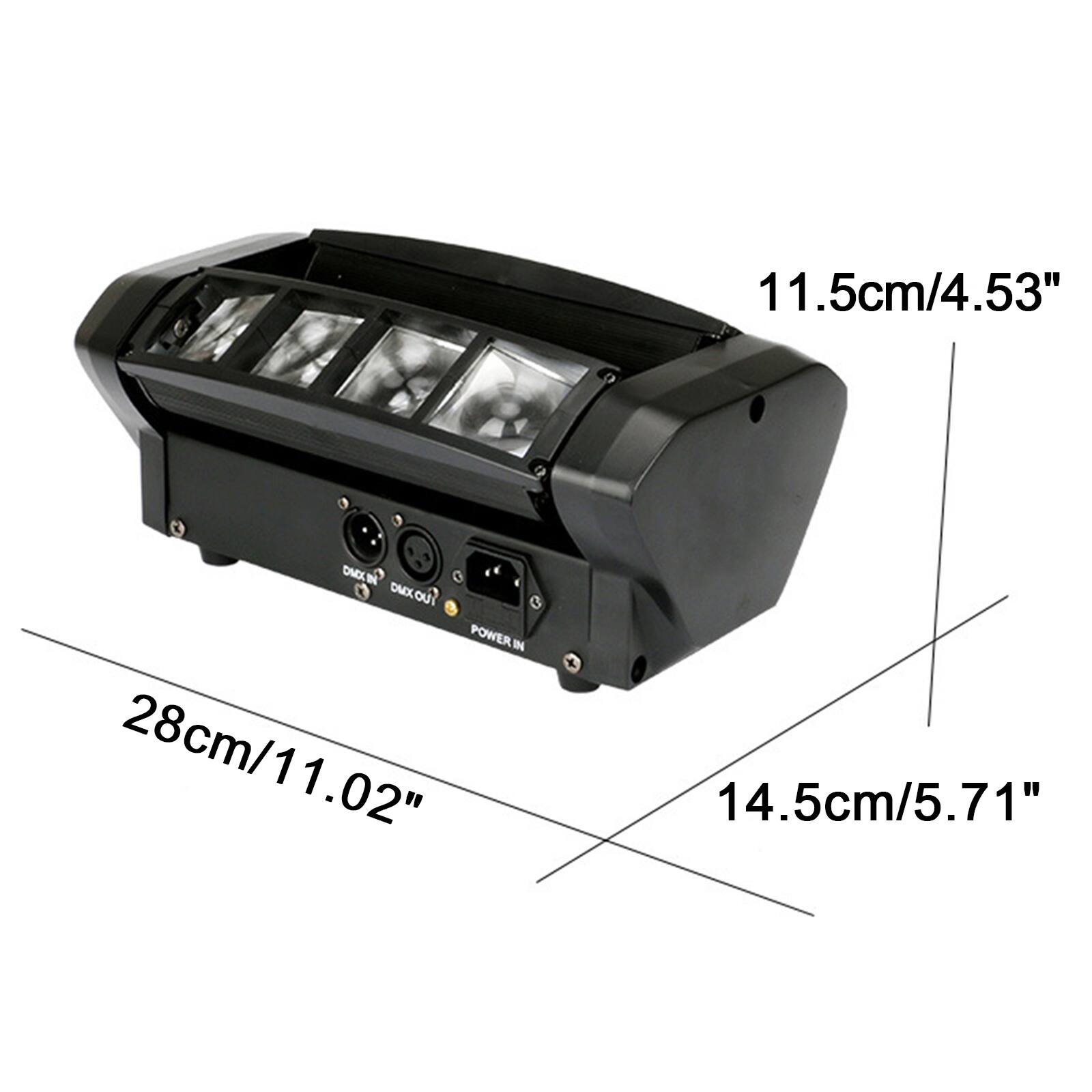 11.5cm/4.53"  
DA OUT  
DAO LOU  
POWER IN  
28cm/11.02"  
14.5cm/5.71"