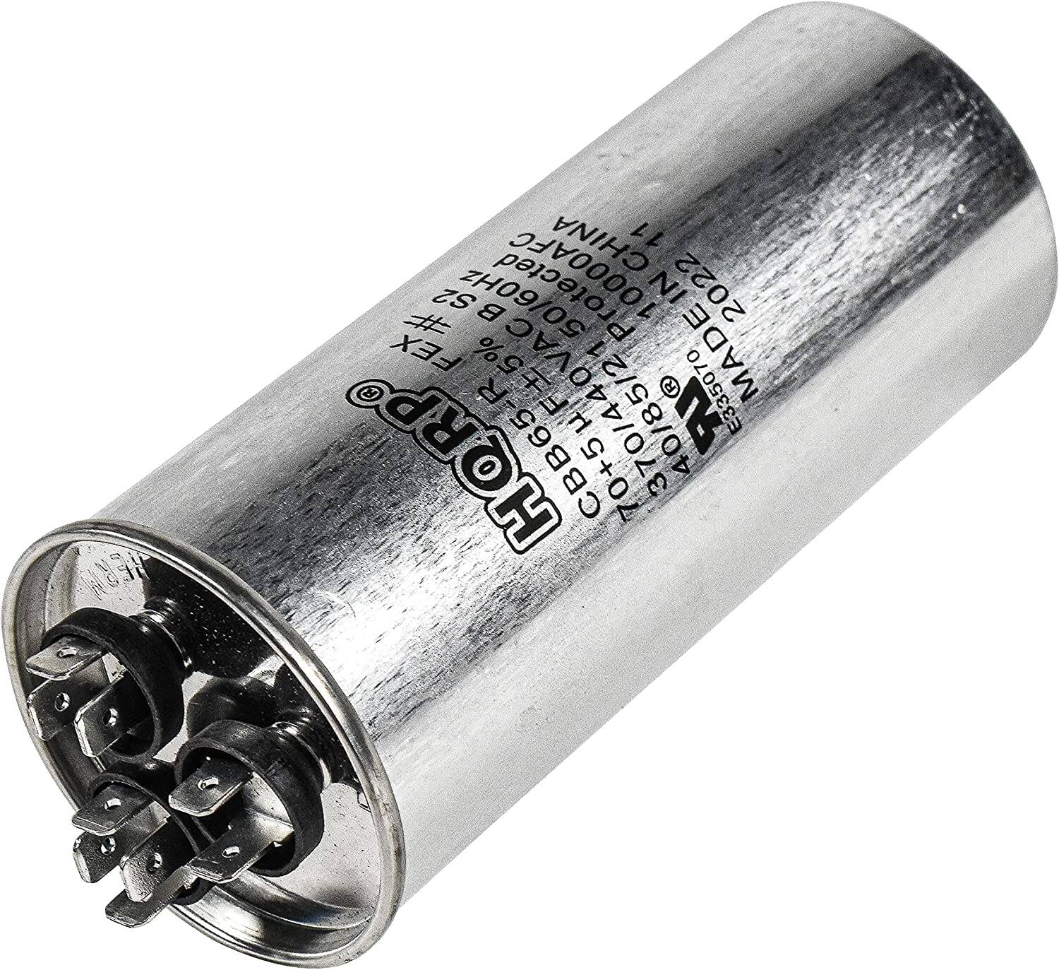 HORN CHINA  
11 # S2 50/60HZ  
10000AFC  
50 NI  
2022 FEX  
5% AC  
MADE  
370/440VAC  
TH1  
40/85/21  
A1  
E335070  
HORPO  
CBB65-R  

MADE IN CHINA  
2022  
10000PF  
50/60HZ  
5%  
370/440VAC  
TH1  
40/85/21  
A1  
E335070  
HORPO  
CBB65-R  
11 # S2  
2022  
FEX  
NI 50  
5% AC