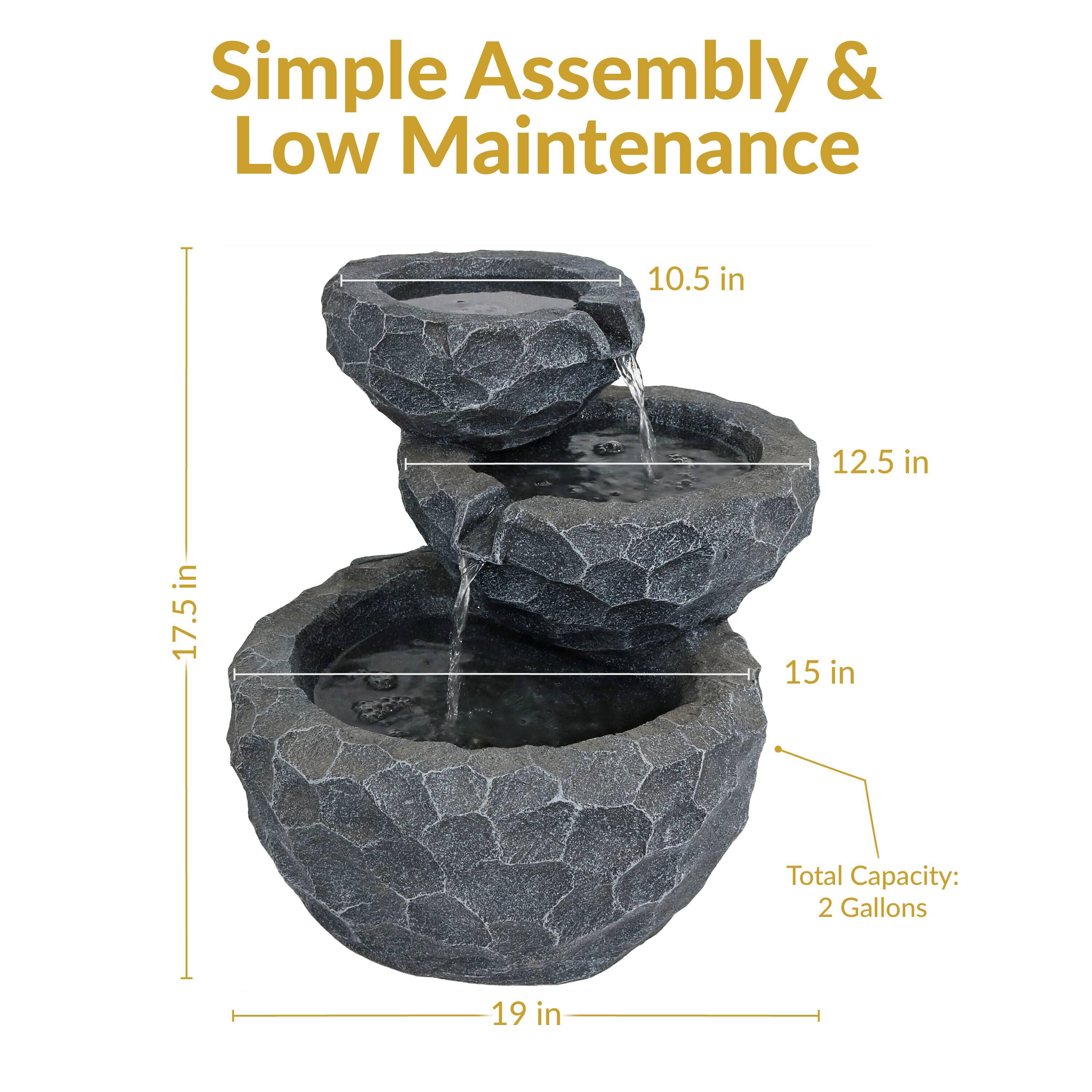 Simple Assembly & Low Maintenance

10.5 in  
12.5 in  
17.5 in  
15 in  
19 in  

Total Capacity: 2 Gallons