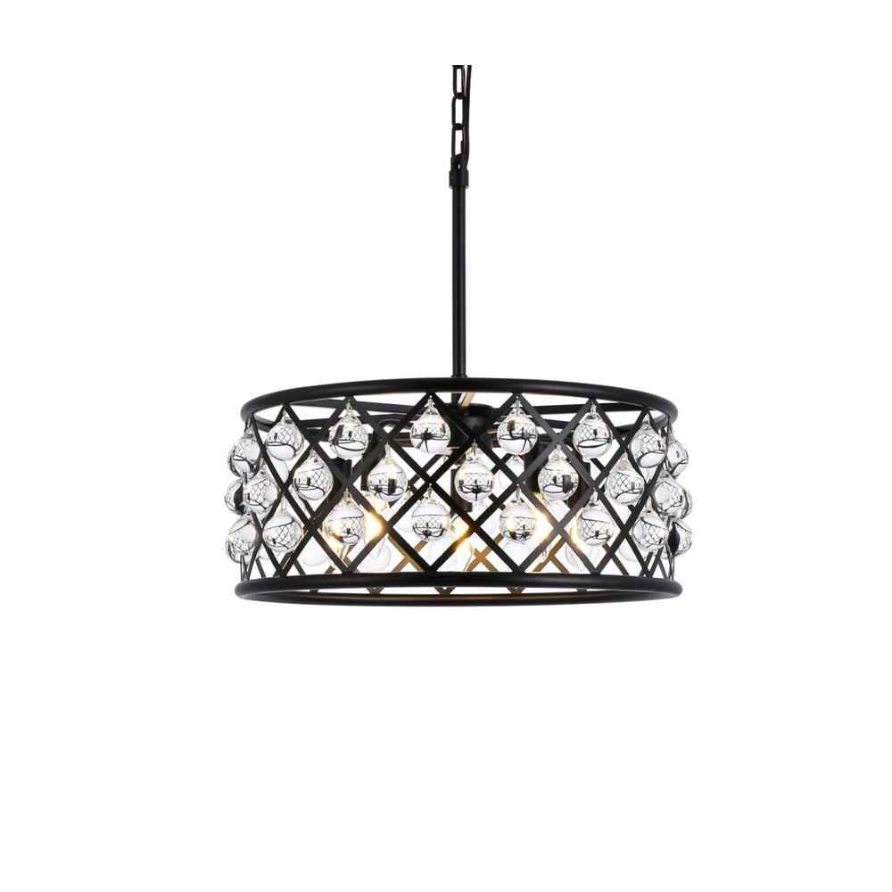 Alt View 4. Urban Classic - Madison 5 light Matte Black Pendant Clear Royal Cut Crystal - Matte Black.