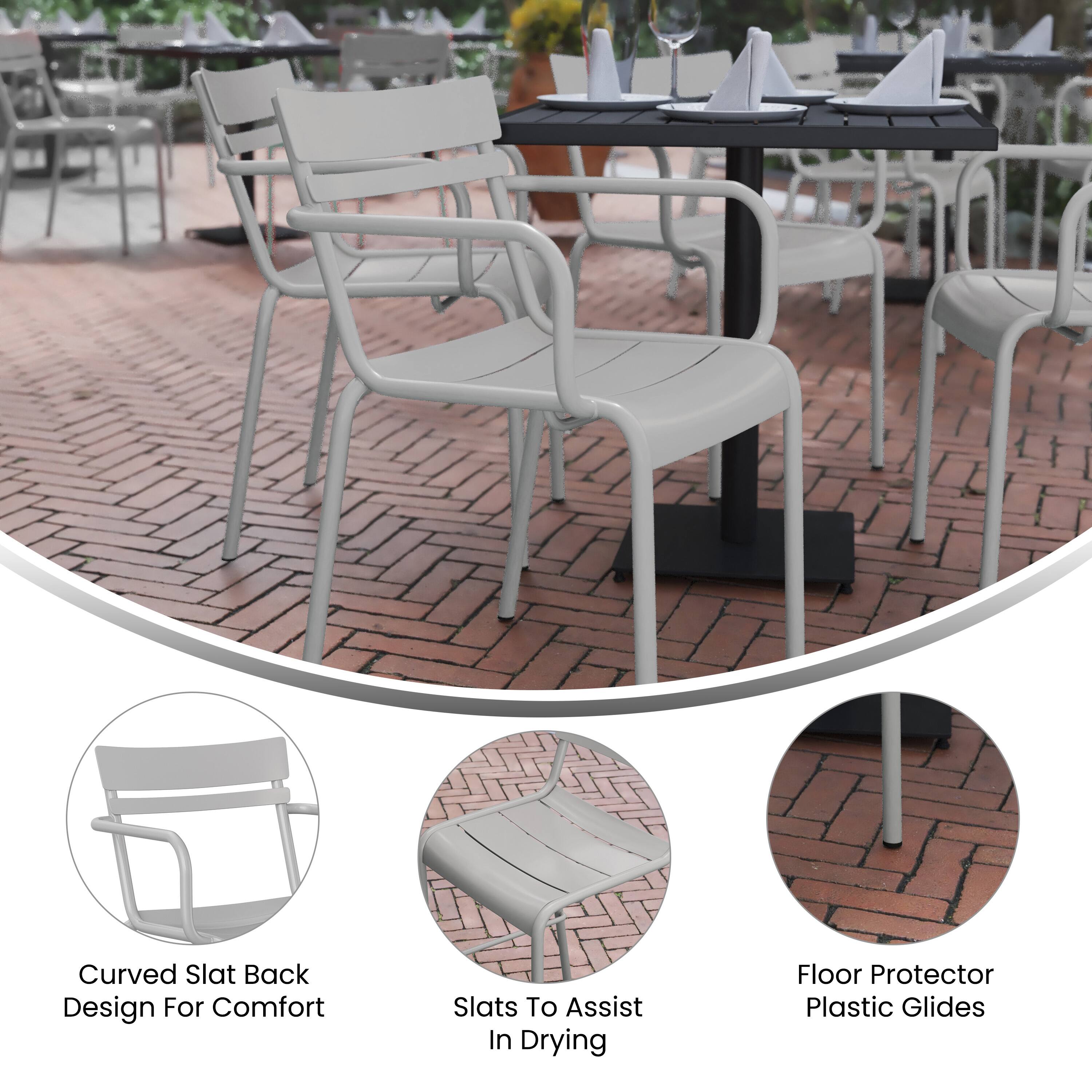 - Curved Slat Back Design For Comfort
- Slats To Assist In Drying
- Floor Protector Plastic Glides