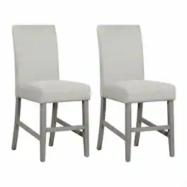 Carolina Chair & Table - Bar Stool Set Of 2 With Grey Upholstery And Brushed Acacia Wood Frame - Gray