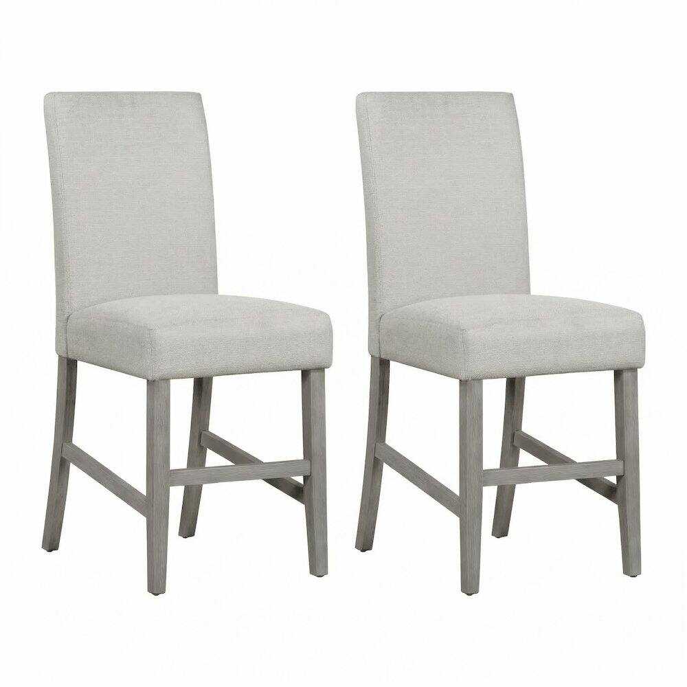 Front. Carolina Chair & Table - Bar Stool Set Of 2 With Grey Upholstery And Brushed Acacia Wood Frame - Grey.