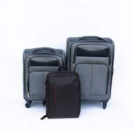 HTUTWOO - 20+24 Inch Travel Luggage Set 2 Piece - Oxford Fabric Suitcase with Spinner Wheels and Backpack,Lightweight Carry On Set - Gray