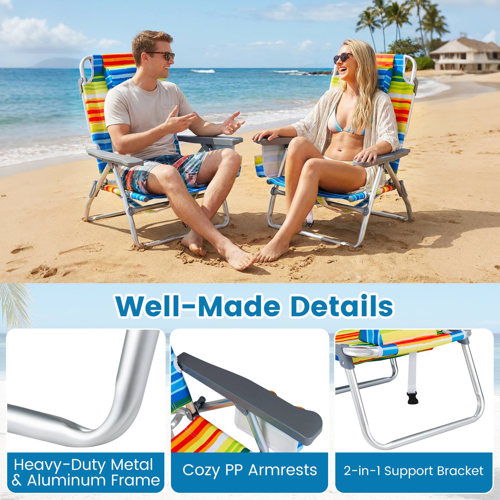 Well-Made Details

Heavy-Duty Metal & Aluminum Frame

Cozy PP Armrests

2-in-1 Support Bracket