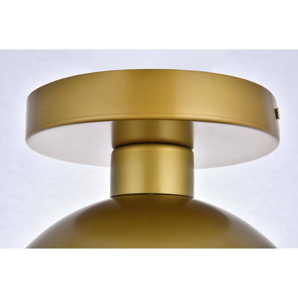 Alt View 1. Living District - Eclipse 1 Light Brass Flush Mount With Clear Glass - Brass And Clear.