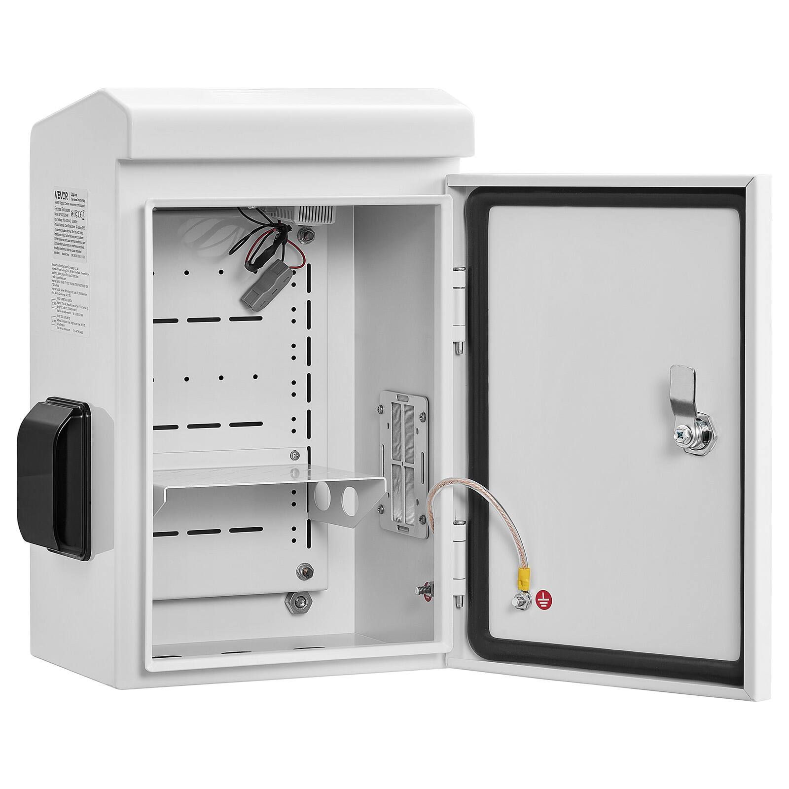 Alt View 5. VEVOR - Outdoor Electrical Box, Cold-Rolled Steel, Electrical Junction Box with Thermostat and Fan, Rain Hood, Ventilated Design - White;Black.
