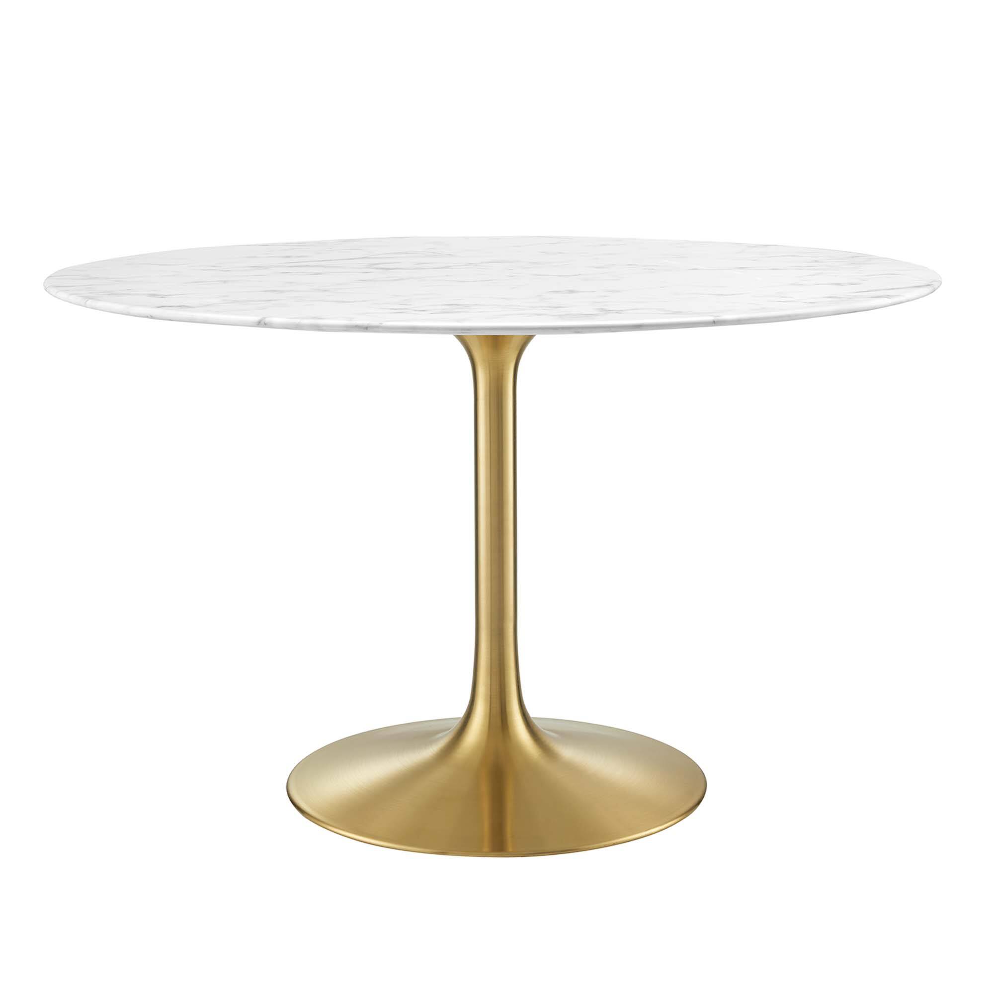 Front. Modway - Lippa 48" Round Faux Marble Dining Table by Modway - Gold White.