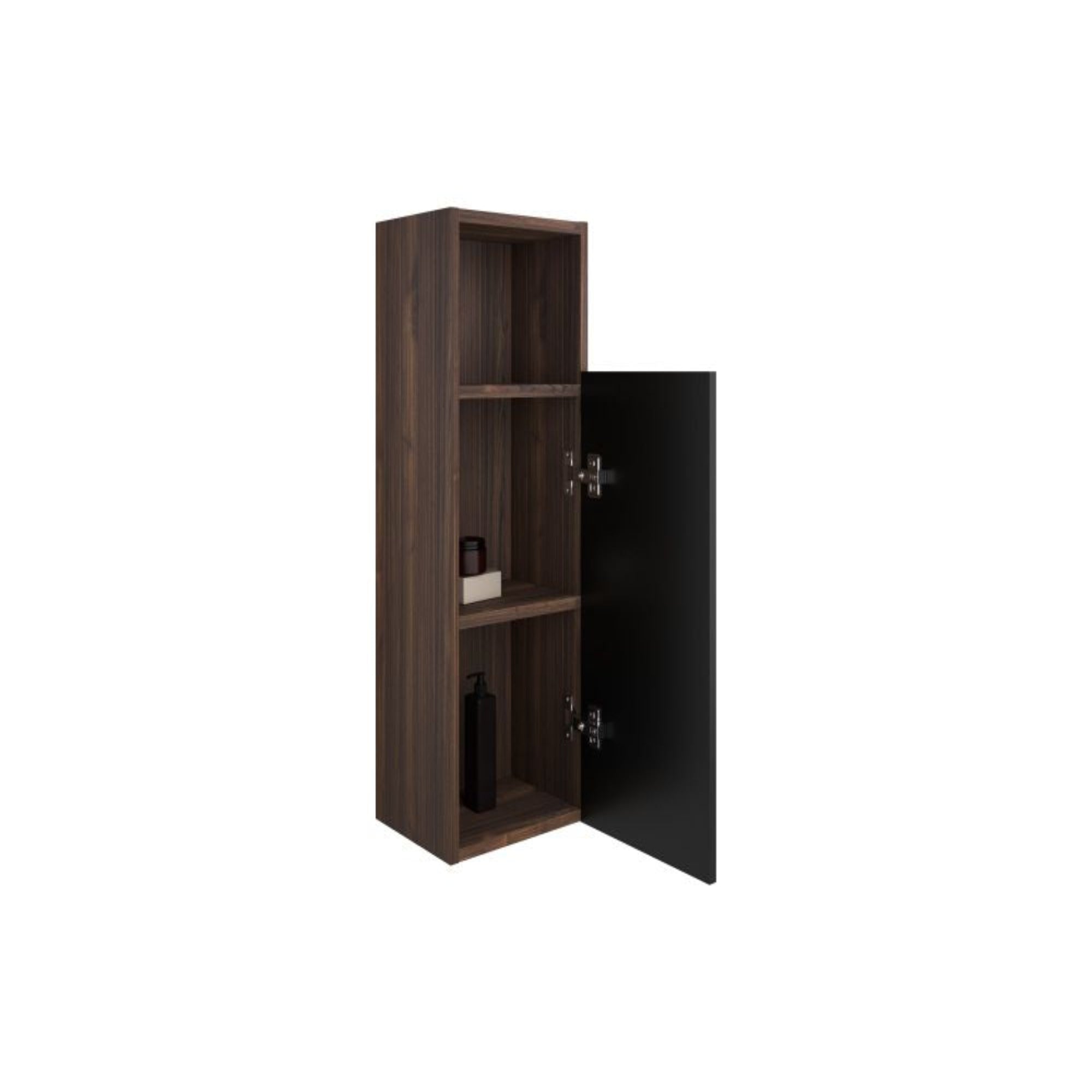 Alt View 4. Boyel Living - Black Walnut Bathroom Floating Side Cabinet Wall Mounted Storage Cabinet for Small Space - Black+Dark Walnut.