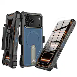 Mybat Pro - Renegade Series Case with 360° Locking Kickstand and Holster for Apple iPhone 18 Pro Max / 17 Pro Max - Blue
