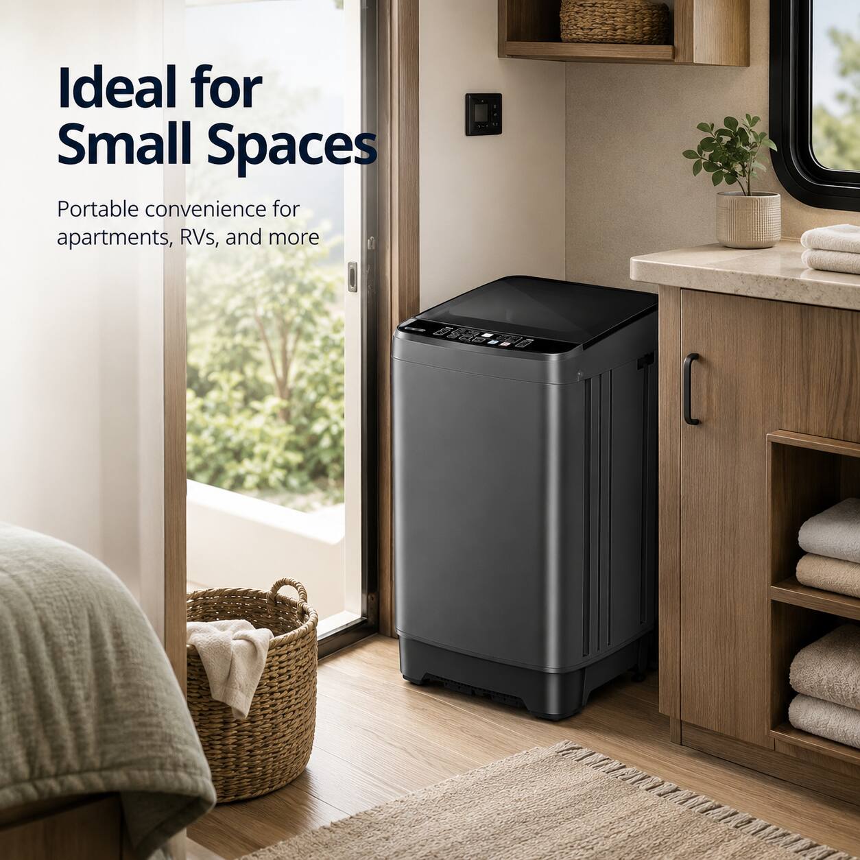 Ideal for Small Spaces  
Portable convenience for apartments, RVs, and more