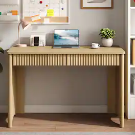 Bestier - 47 inch Home Office Desk with Drawers, Compact Computer Desk with Storage, Modern Office Desk for Home Workspace - Natual Oak