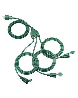 DEWENWILS - Outdoor Extension Cord with 3 Outlets 40FT Total(22+6+6+6) 16 AWG 3 Prong Power Cord for Outside - Green