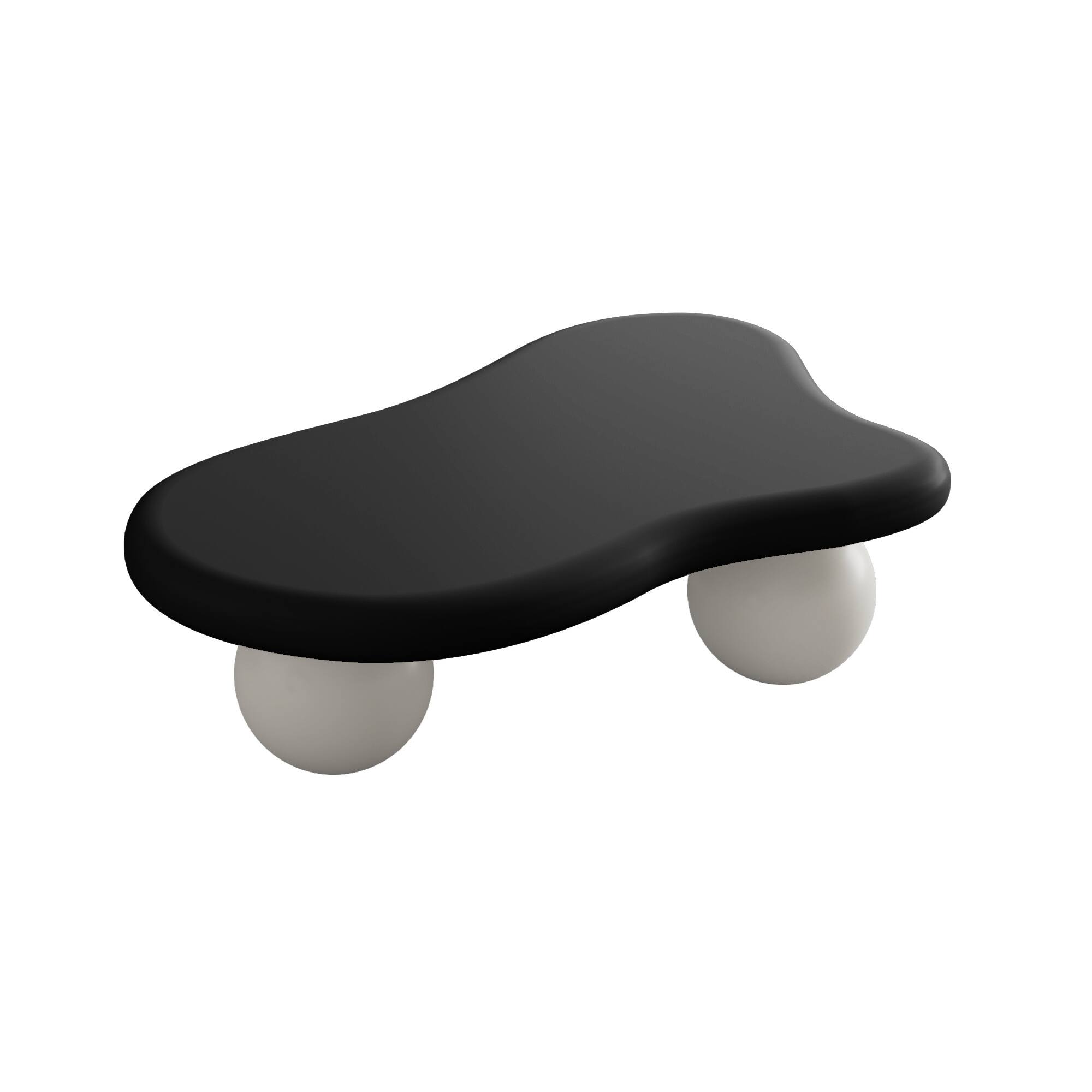 Alt View 4. Loheer - Loheer Cloud Coffee Table Irregular Black Top Center Table For Living Room 47 Inch White Ball Legs - Black White.