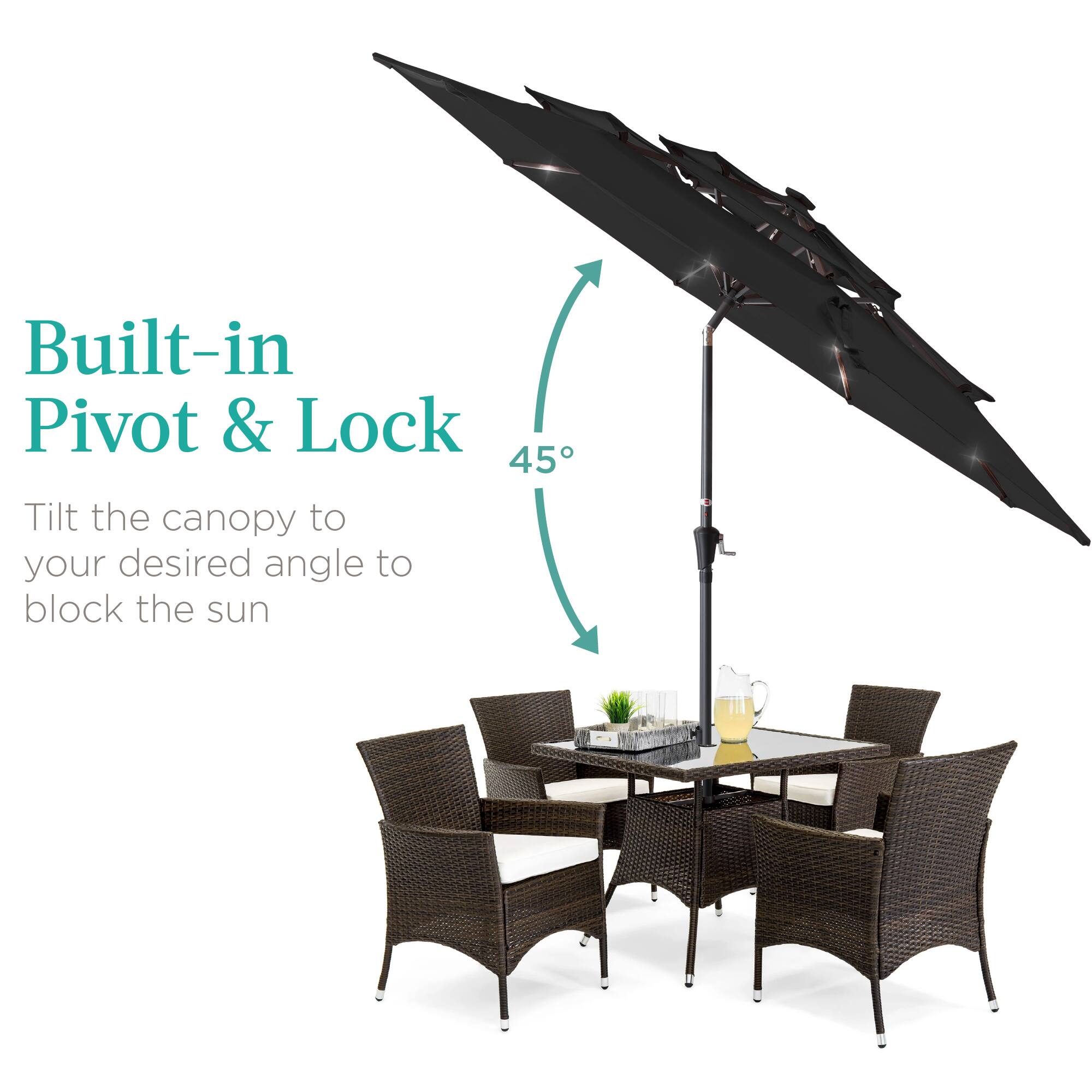 Built-in Pivot & Lock

Tilt the canopy to your desired angle to block the sun

45°