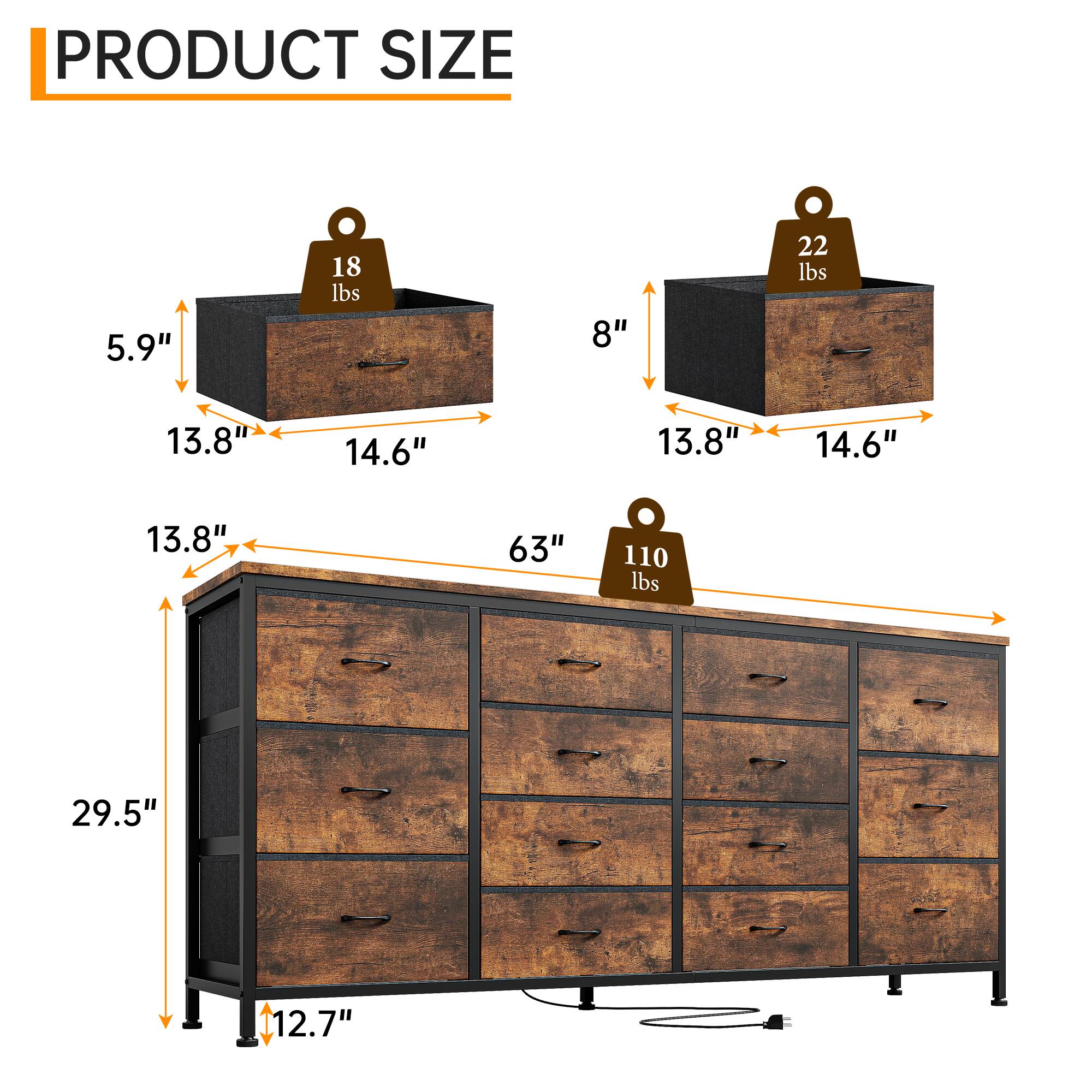 PRODUCT SIZE  
5.9" x 13.8" x 14.6" - 18 lbs  
8" x 13.8" x 14.6" - 22 lbs  
13.8" x 63" x 29.5" x 12.7" - 110 lbs