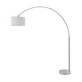 FC Design - Modern 81" Tall Standing Adjustable Arched Floor Lamp with Drum Shade and Marble Base - White
