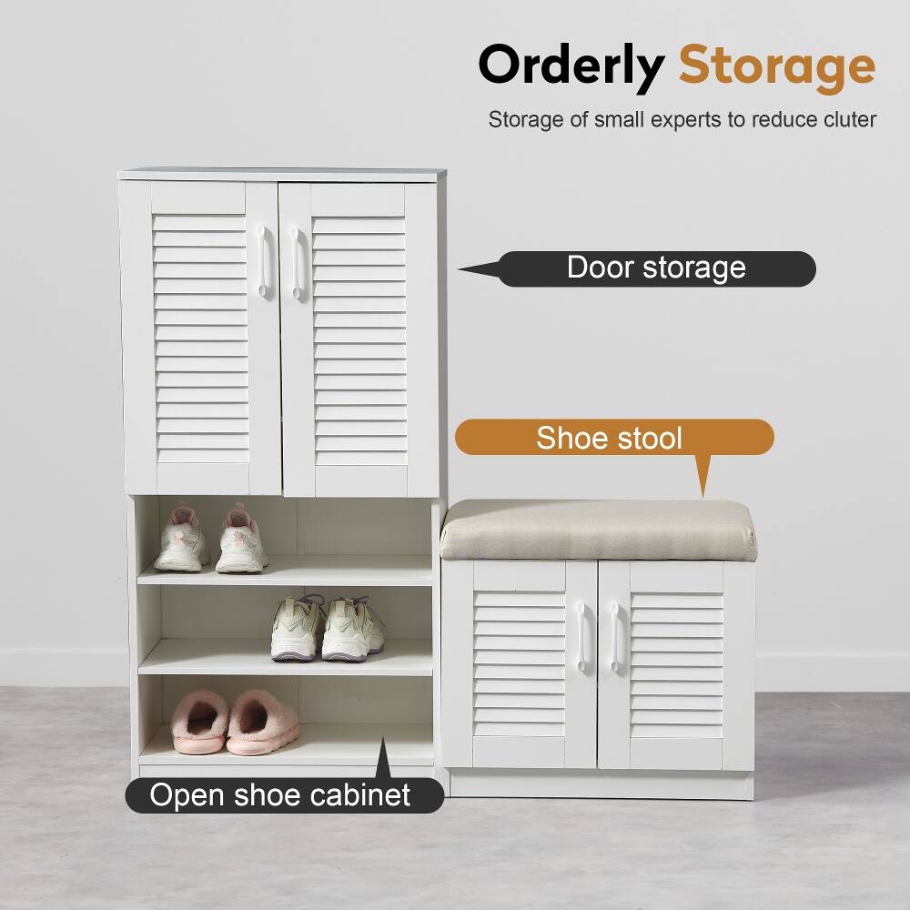 Orderly Storage  
Storage of small experts to reduce clutter  

Door storage  
Shoe stool  
Open shoe cabinet