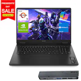 HP - Omen 17.3" FHD Gaming Laptop - AMD Ryzen AI 9 365 - 64GB RAM - 4TB SSD - NVIDIA GeForce RTX 5070 - 7 in-1 USB-C Hub - Black