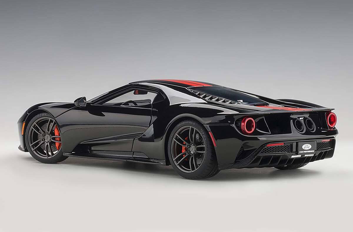 Alt View 3. Autoart - 2017 Ford GT Shadow Black with Orange Stripes 1/18 Model Car by Autoart.