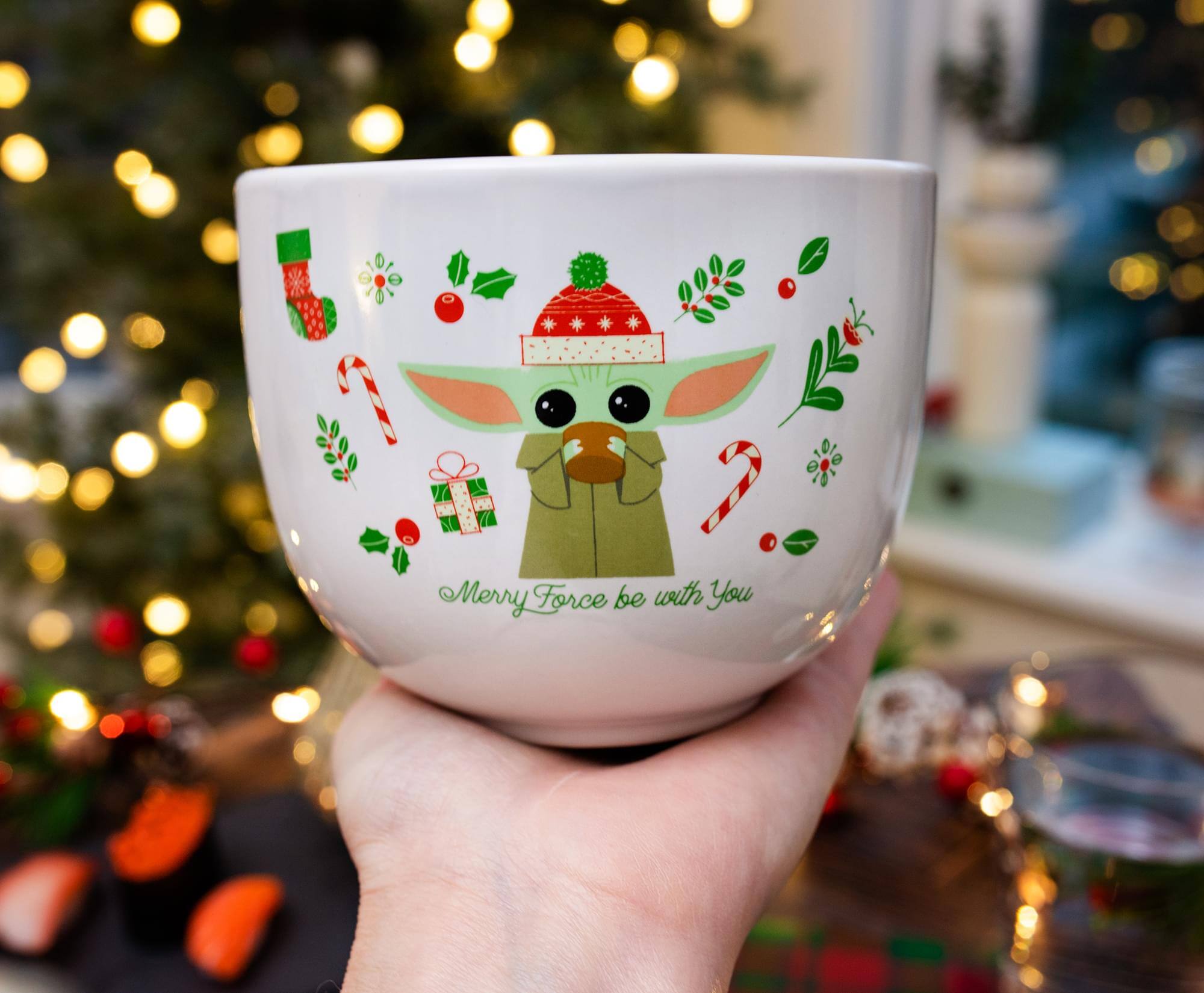 Silver Buffalo - Star Wars: The Mandalorian Grogu "Merry Force" Ramen Bowl and Chopstick Set - Red