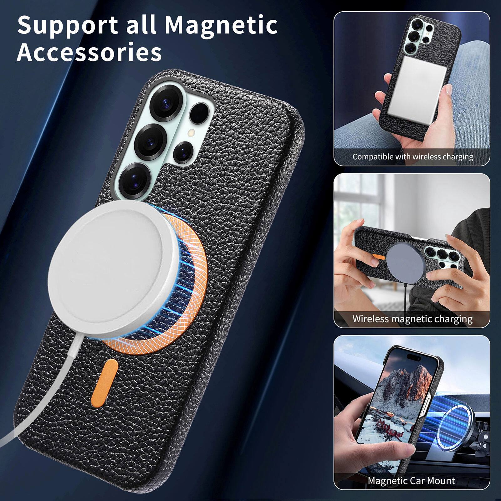 Support all Magnetic Accessories

- Compatible with wireless charging
- Wireless magnetic charging
- Magnetic Car Mount