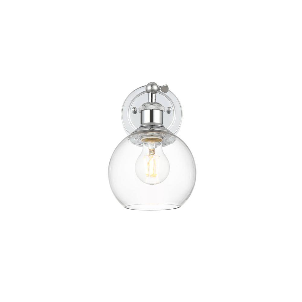 Alt View 1. Living District - Kai 1 light Chrome and Clear Bath Sconce - Chrome And Clear.