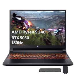 Acer - Nitro V16 16" Gaming Laptop,Ryzen 5 240,64GB RAM,2TB SSD+1TB Dock Set,GeForce RTX 5050,Backlit,Win 11 - Black