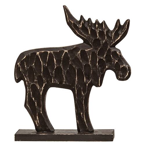 Front. BreeBe - Brown Moose Wooden Sitter - Brown.