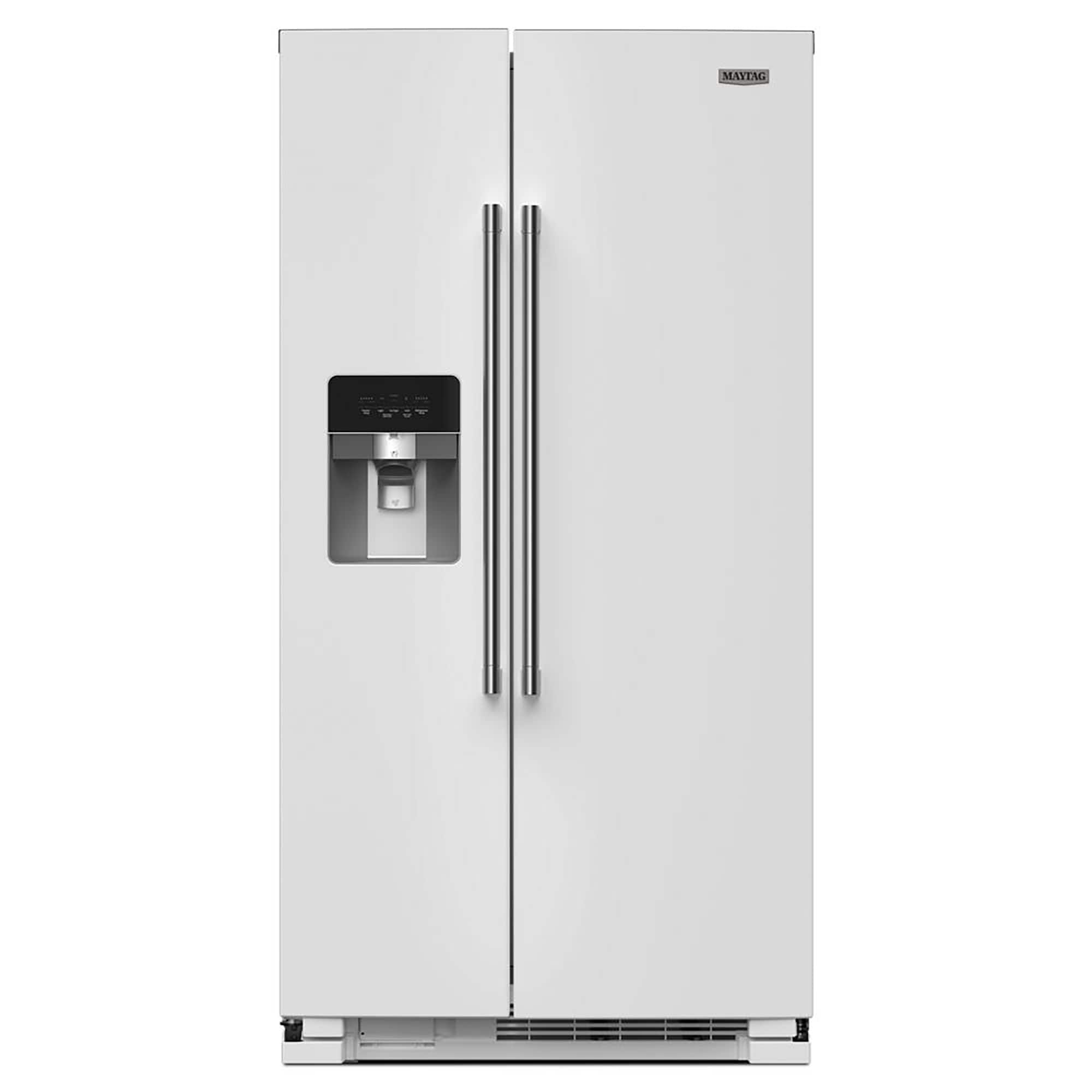Front. Maytag - 25 Cu. Ft. Side-by-Side Refrigerator with Gallon Door Bins - White.