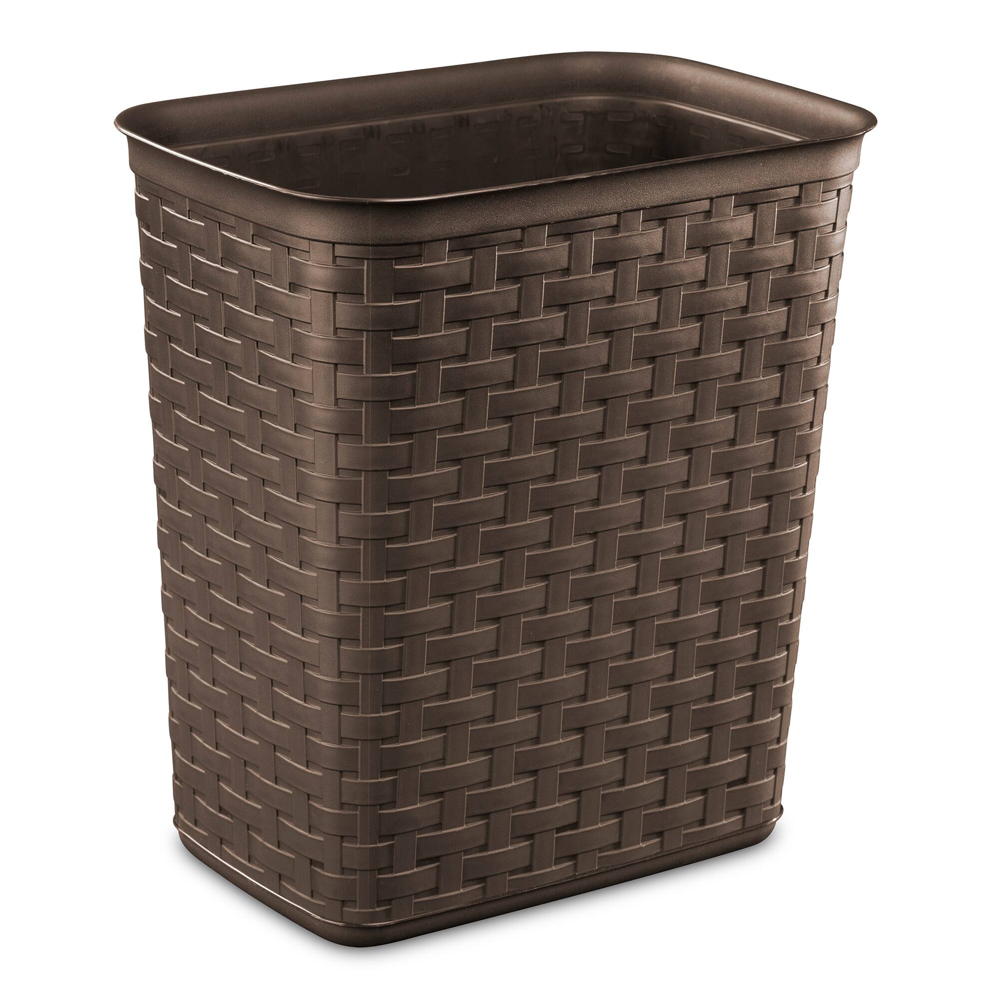 Front. Sterilite - Sterilite Weave 3.4 Gallon Plastic Home/Office Wastebasket Trash Can (6 Pack) - Brown.