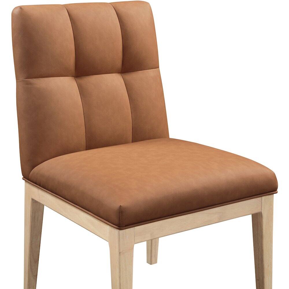 Alt View 4. Meridian Furniture - Adrian Cognac Vegan Leather Dining Side Chair, Set of 2 - Brown.