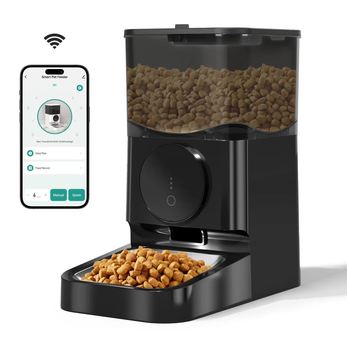 Smart Pet Feeder

- Next Time: 2020-05-24 14:37:00 (feeding5)
- Meal Plan
- Feed Record

- 6 min
- Manual
- Quick