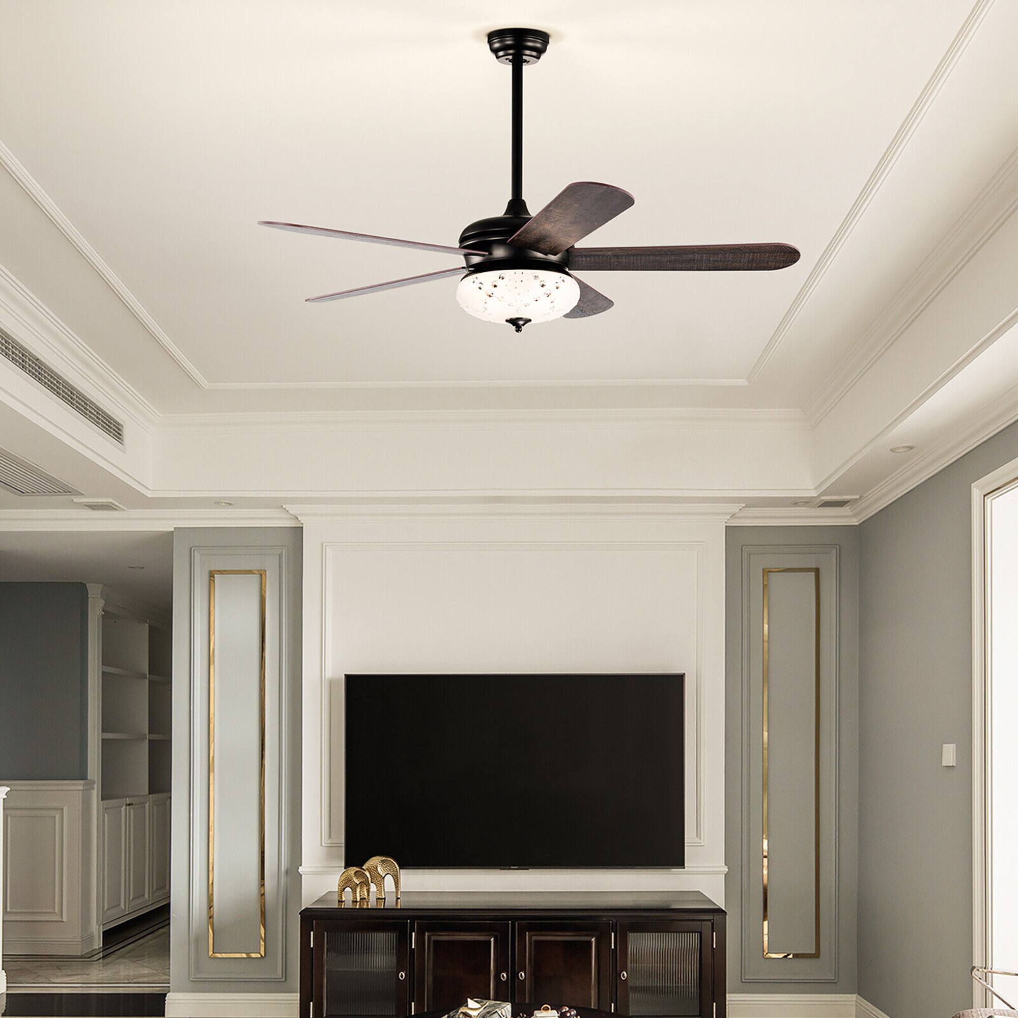 Alt View 2. Gymax - Gymax 52'' Retro Ceiling Fan w/ Remote Control 3 Wind Speeds & 5 Reversible Blades Black - Black.