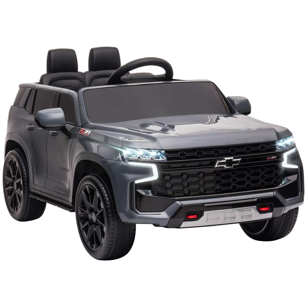 Front. Ropilly - Ropilly Chevrolet Tahoe Licensed 12V Kids Ride On Car Gray.