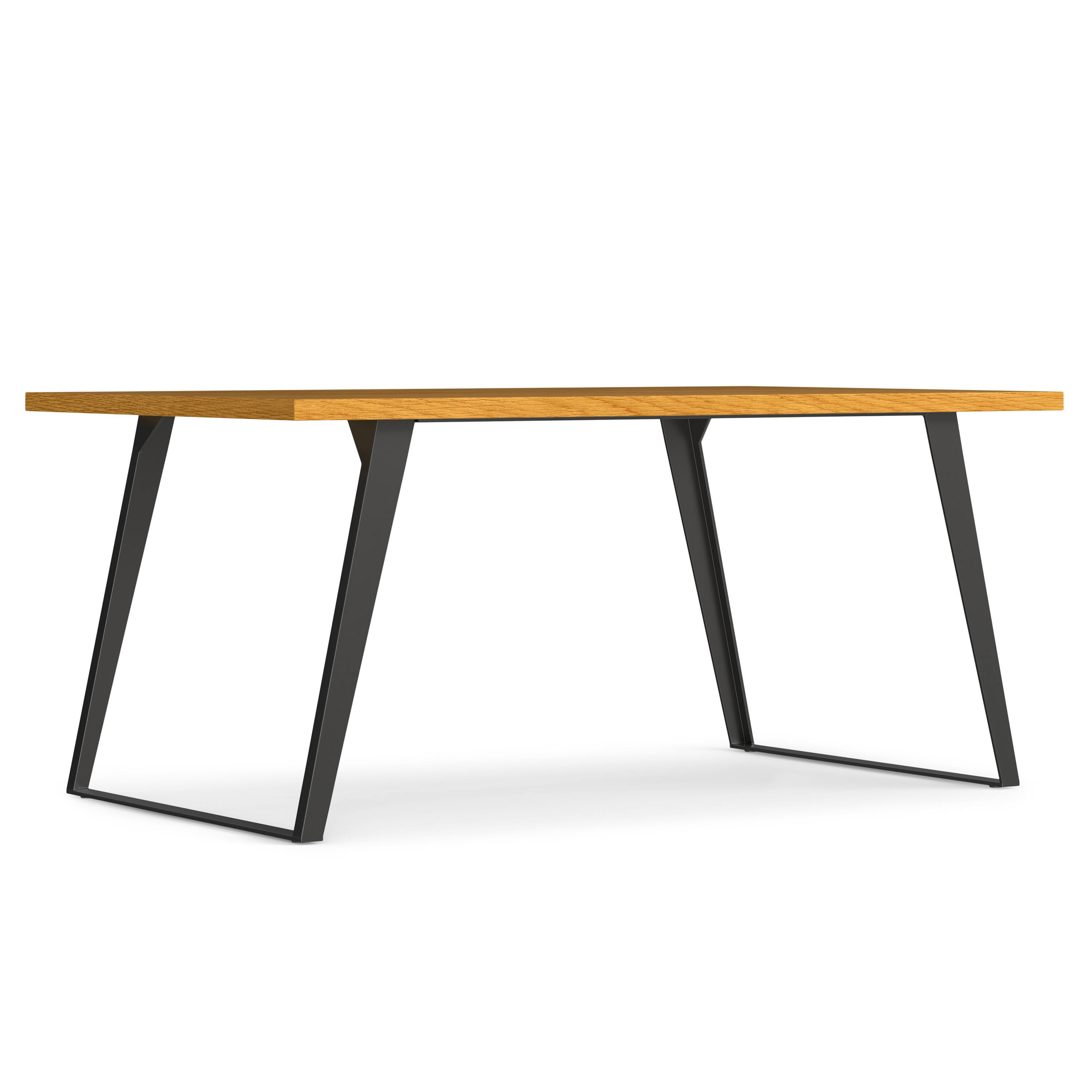 Front. Simpli Home - Lowry 66 inch x 40 inch Rectangle Modern Industrial Dining Table in Oak Veneer - Oak Veneer.