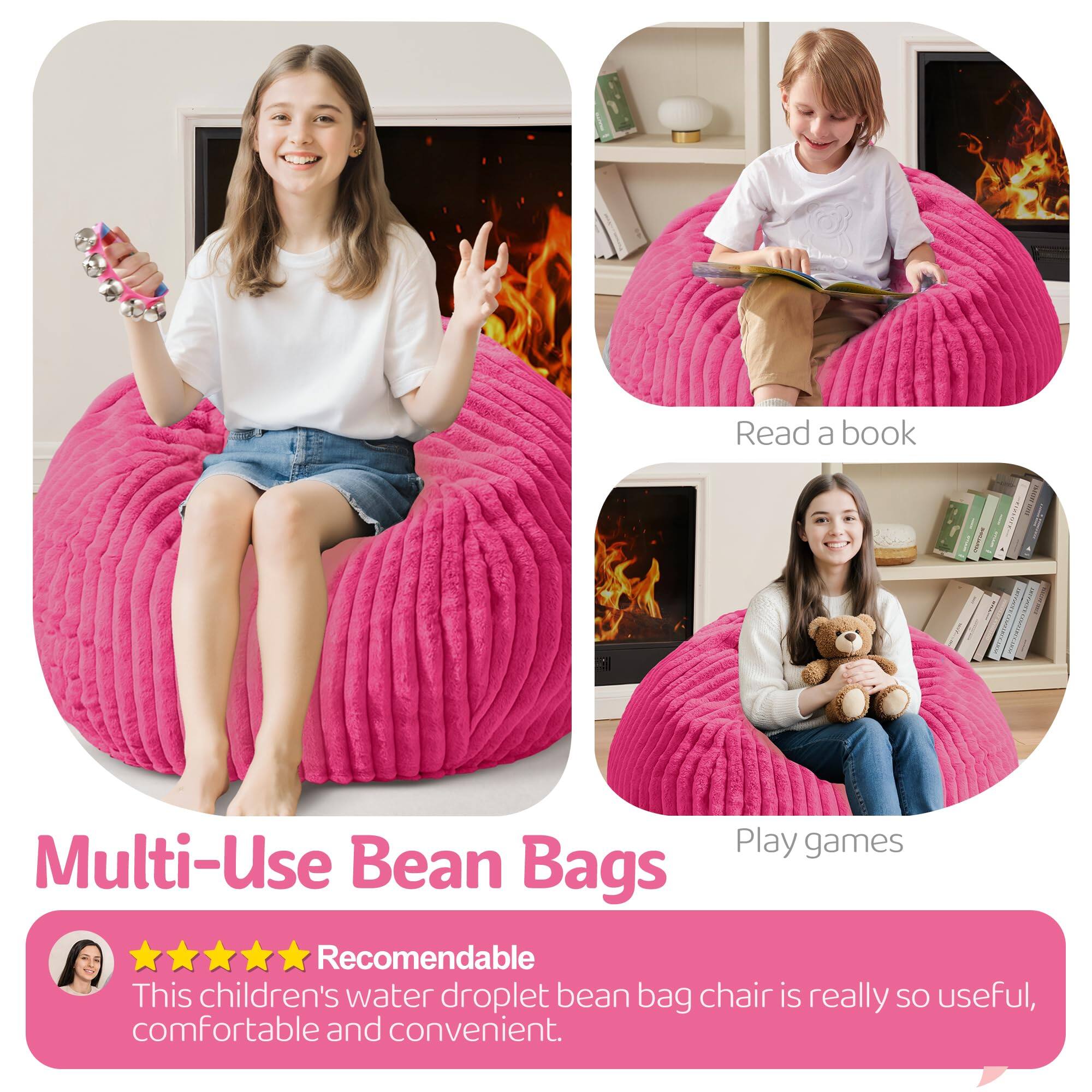 Multi-Use Bean Bags

Read a book

Play games

Recomendable

This children's water droplet bean bag chair is really so useful, comfortable and convenient.