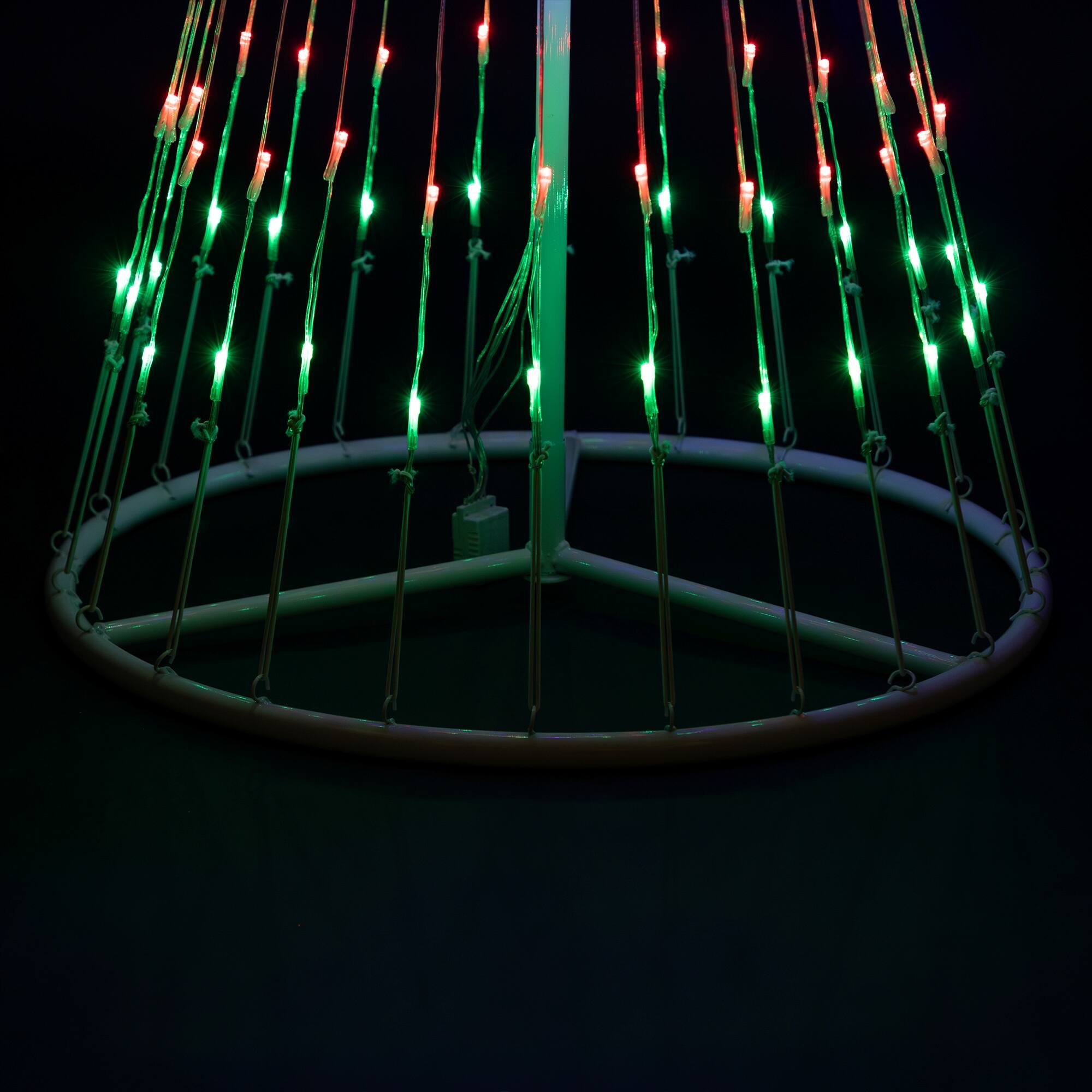 Alt View 4. Northlight - LED Lighted Outdoor Multi-Function Christmas Cone Tree - 4' - Multi-Color - White.