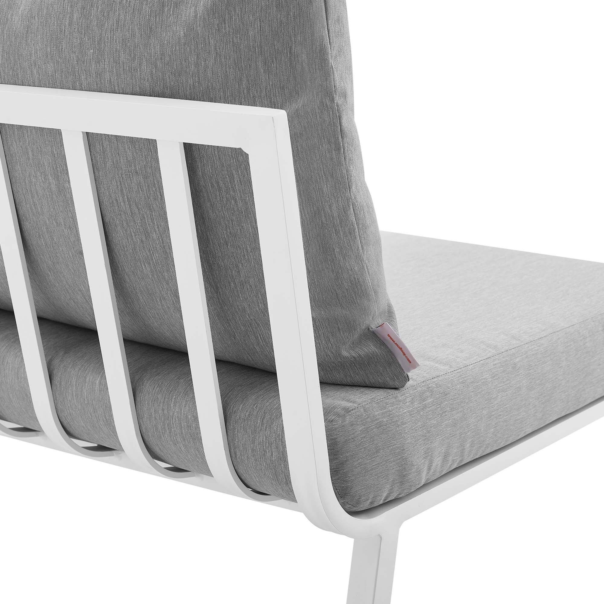 Alt View 3. Modway - Riverside Outdoor Patio Aluminum Armless Chair by Modway - White Gray.