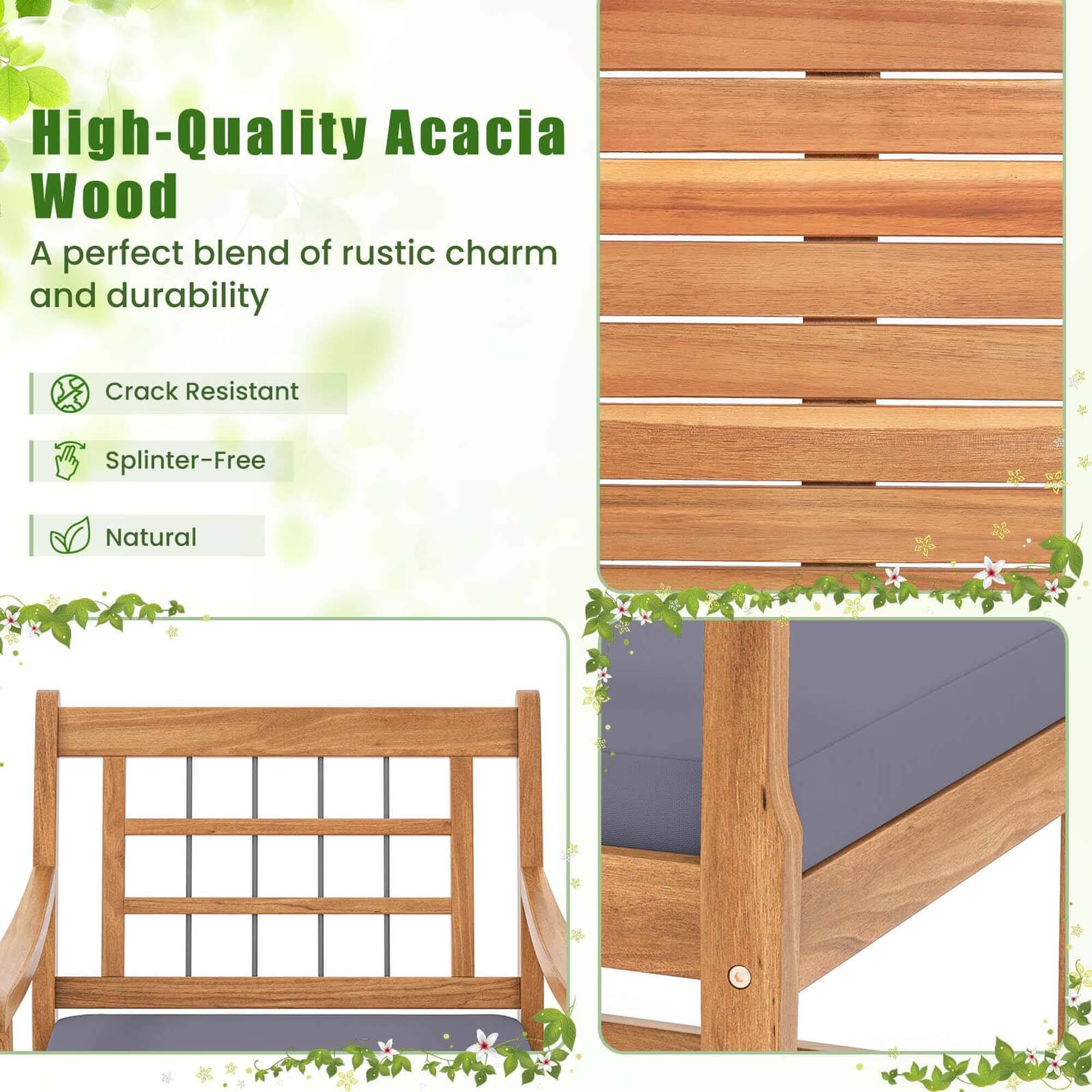 High-Quality Acacia Wood: A perfect blend of rustic charm and durability. Crack Resistant. Splinter-Free. Natural.